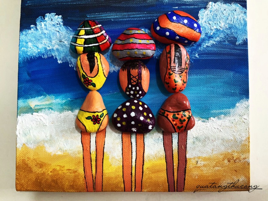 Tranh đá vải bố Summer Beach